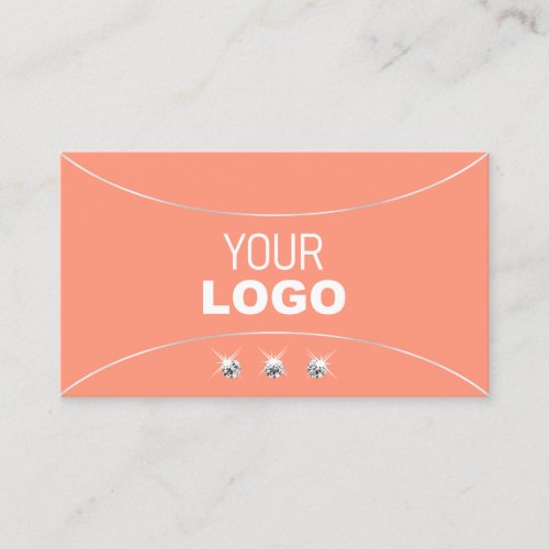 Coral with Pearl Silver Border Jewels and Logo Business Card