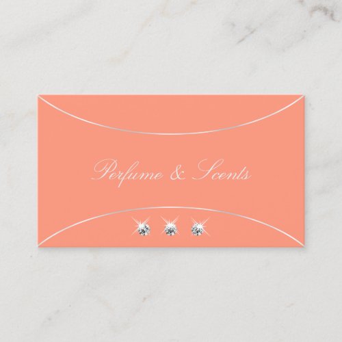 Coral with Pearl Silver Border Sparkling Jewels Business Card