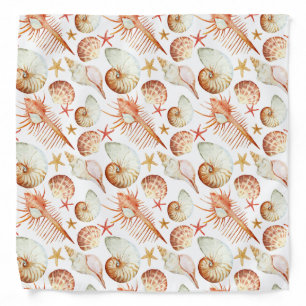 Coral With Shells And Crabs Pattern Bandana