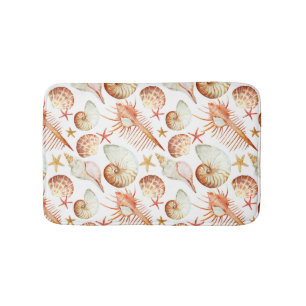 Coral With Shells And Crabs Pattern Bathroom Mat