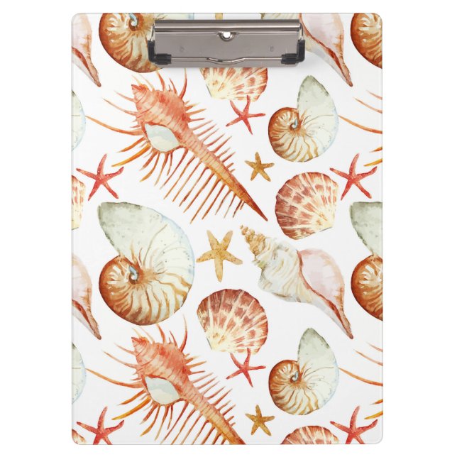 Coral With Shells And Crabs Pattern Clipboard (Front)