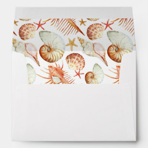 Coral With Shells And Crabs Pattern Envelope