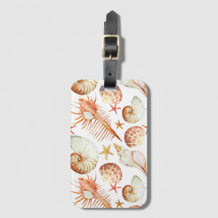 Coral With Shells And Crabs Pattern Luggage Tag
