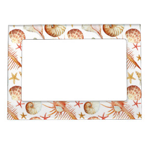 Coral With Shells And Crabs Pattern Magnetic Picture Frame