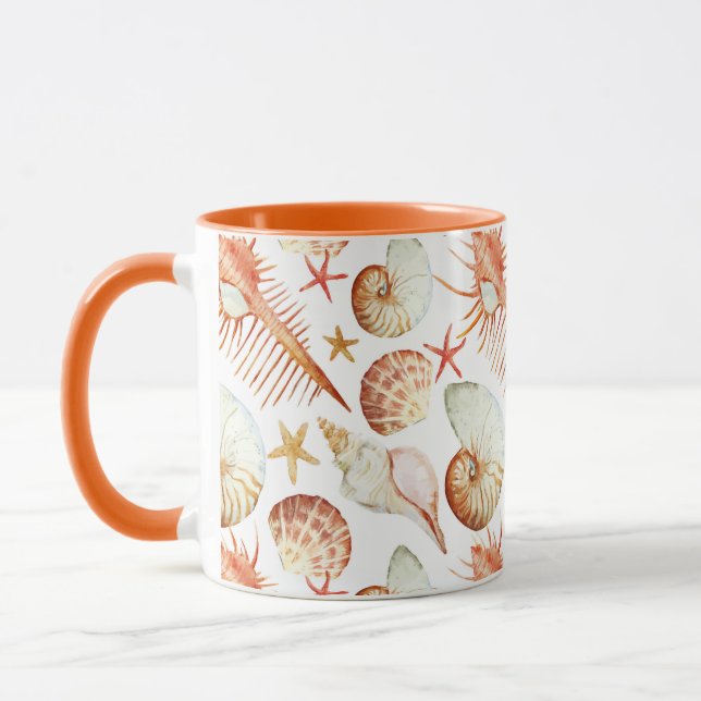 Coral With Shells And Crabs Pattern Mug (Left)