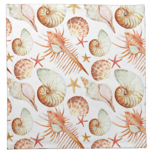 Coral With Shells And Crabs Pattern Napkin