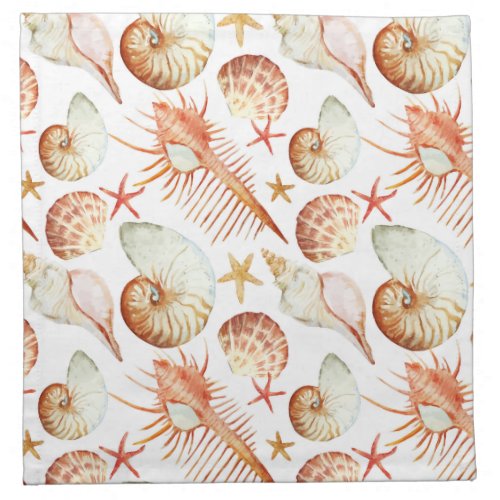 Coral With Shells And Crabs Pattern Napkin