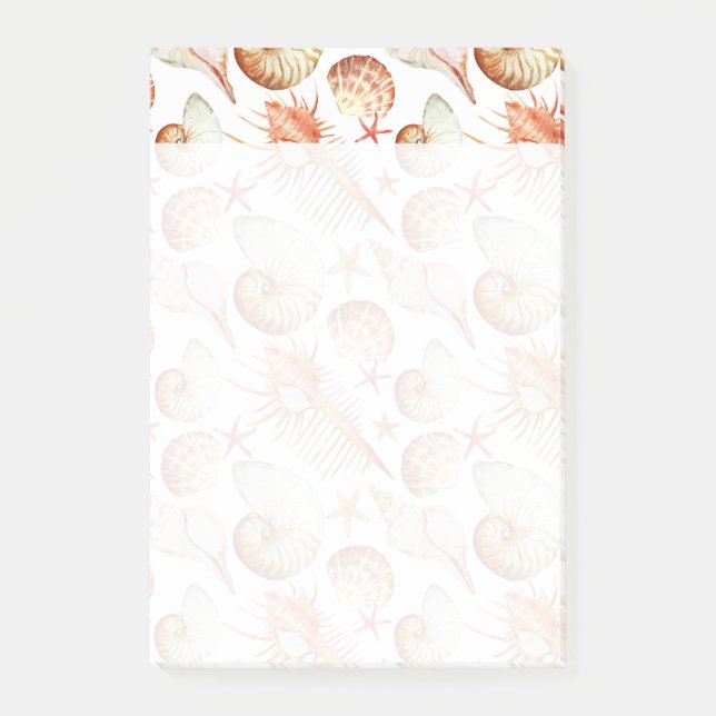 Coral With Shells And Crabs Pattern Post-it Notes (Front)