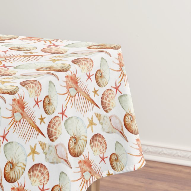 Coral With Shells And Crabs Pattern Tablecloth (In Situ)