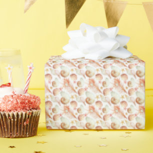 Coral With Shells & Crabs Pattern Wrapping Paper