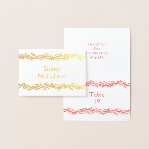 Coral Woodsy Wedding Place Card Escort Seating