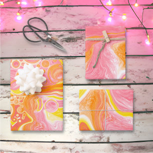 Coral,Yellow and Orange Wrapping Paper Sheets