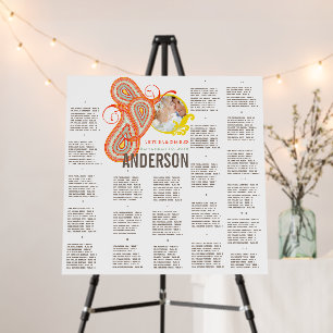 Coral Yellow Paisley Photo Wedding Seating Chart Foam Board
