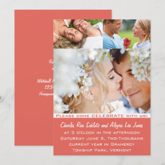 Coral Your Photo Wedding Invitations