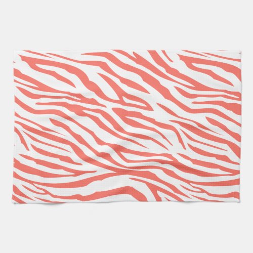 Coral Zebra Pattern Kitchen Towel