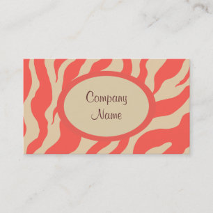 Coral Zebra Print Business Card