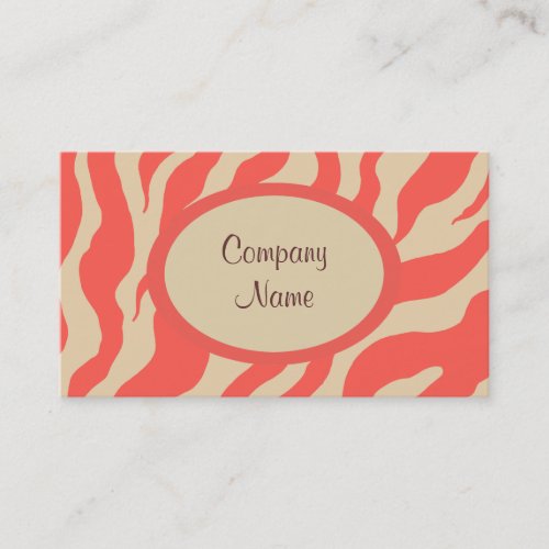 Coral Zebra Print Business Card