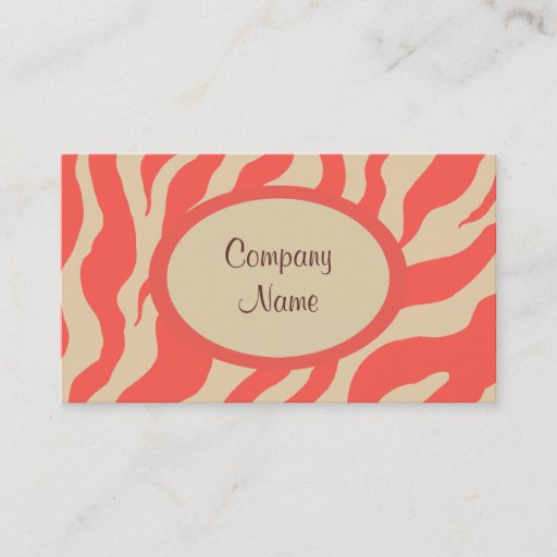 Customizable Coral Zebra Print Business Card