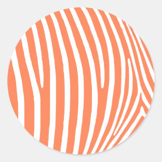 Coral Zebra Stripes Classic Round Sticker