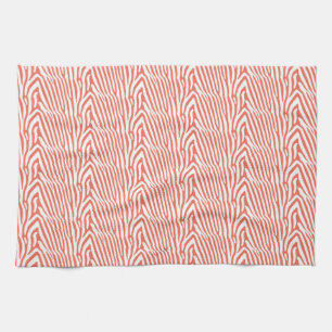 CORAL ZEBRA STRIPES KITCHEN TOWEL