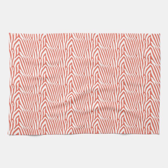 CORAL ZEBRA STRIPES KITCHEN TOWEL (Horizontal)