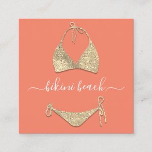 CoralGold Bikini Lingerie Beach Costume Underwear Square Business Card