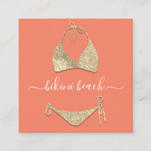CoralGold Bikini Lingerie Beach Costume Underwear  Square Business Card