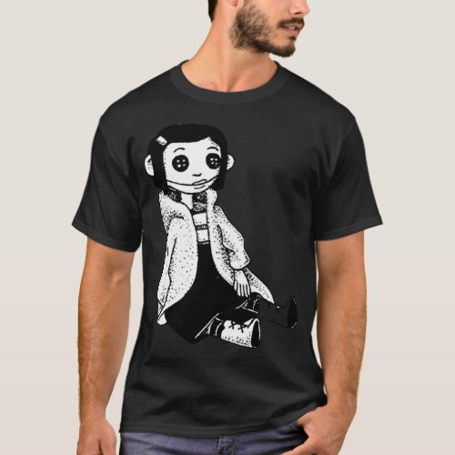 Coraline Inspired Doll Sticker T_Shirt