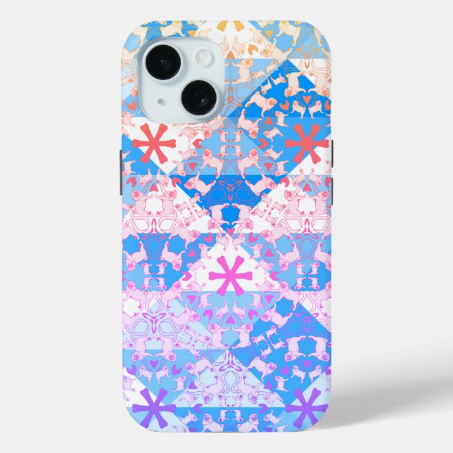 Corall Pug Pattern Case Triangle (Back)