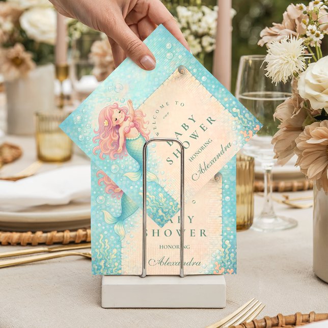 Corallight Mermaid Keepsake Baby Shower Napkins (Creator Uploaded)
