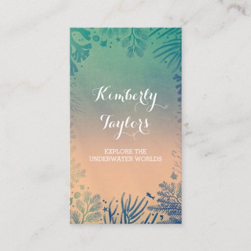 Corals and Tropical Ocean Treasures Wreath Business Card