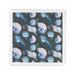 Corals With Shells Pattern Acrylic Tray