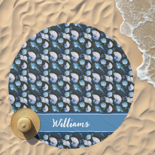 Corals With Shells Pattern   Add Your Name Beach Towel