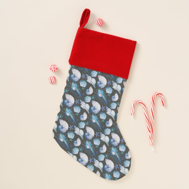 Corals With Shells Pattern Christmas Stocking (Front)