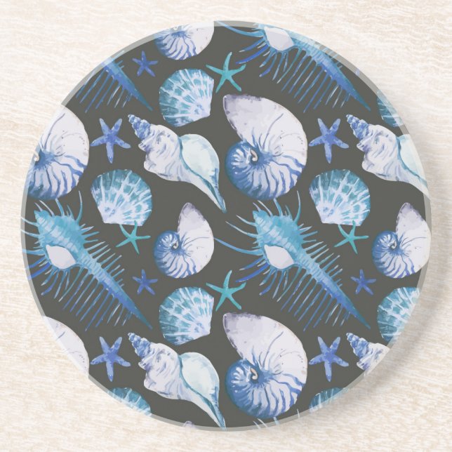 Corals With Shells Pattern Coaster (Front)