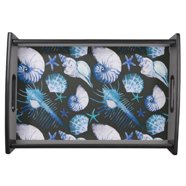 Corals With Shells Pattern Serving Tray (Front)