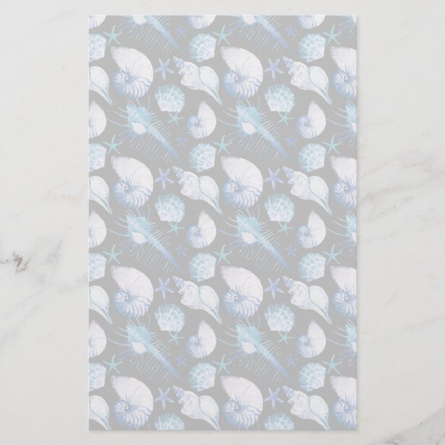 Corals With Shells Pattern Stationery (Front)