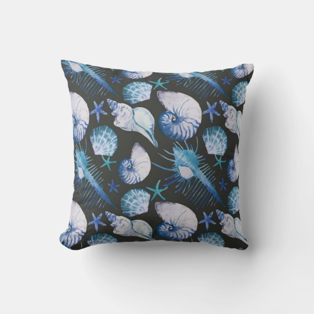 Corals With Shells Pattern Throw Pillow (Front)