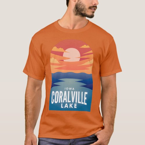 Coralville Lake IA Retro Sunset T_Shirt