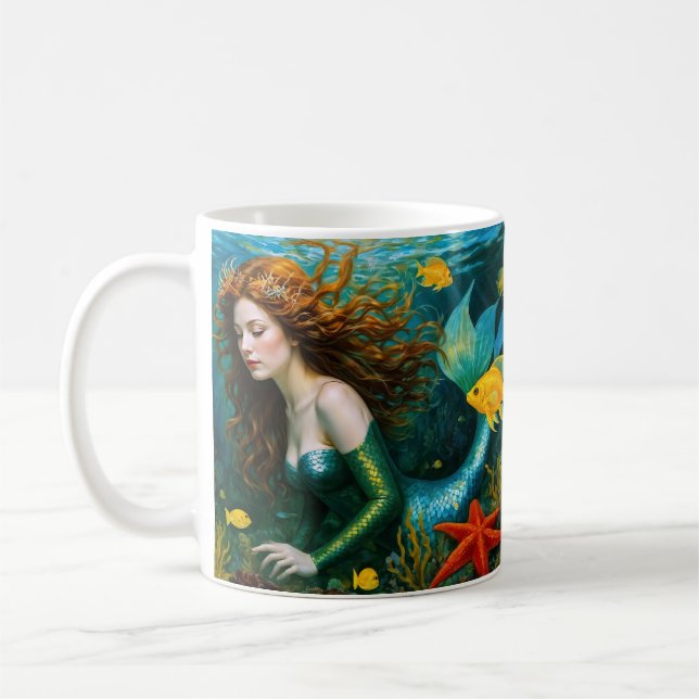 “Coralyn” – Beautiful Mystical Mermaid Coffee Mug (Left)