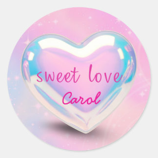 corazón dulce amor classic round sticker