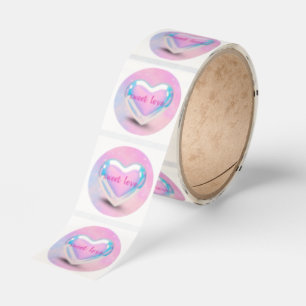 corazón rosa dulce amor classic round sticker
