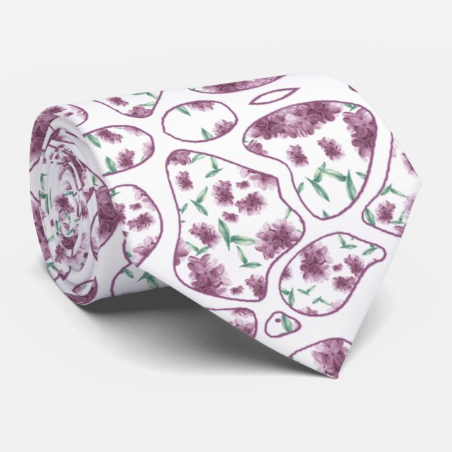 Corbata con manchas de flor jazmín neck tie (Rolled)