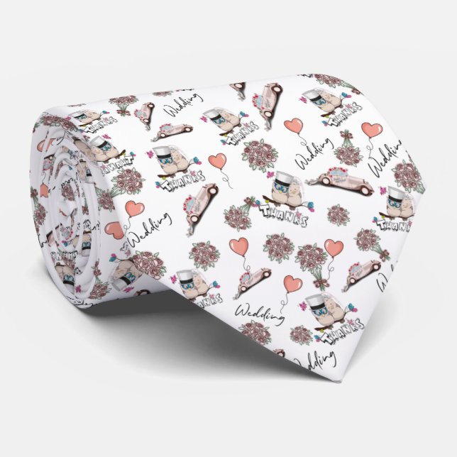 Corbata de Boda con pájaros de novios Neck Tie (Rolled)