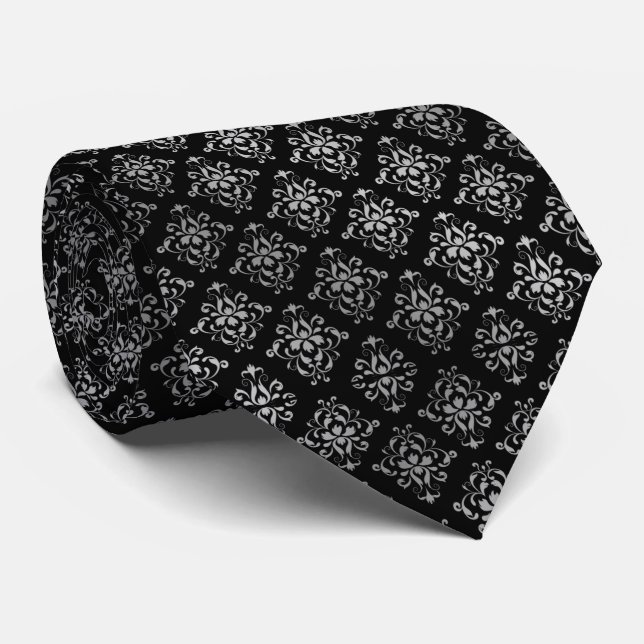 Corbata negra con gris neck tie (Rolled)