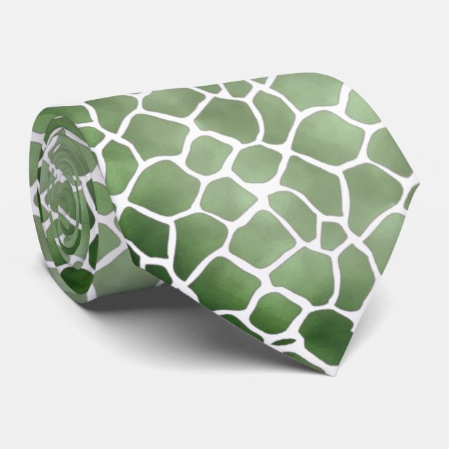 Corbata verde con blanco neck tie (Rolled)