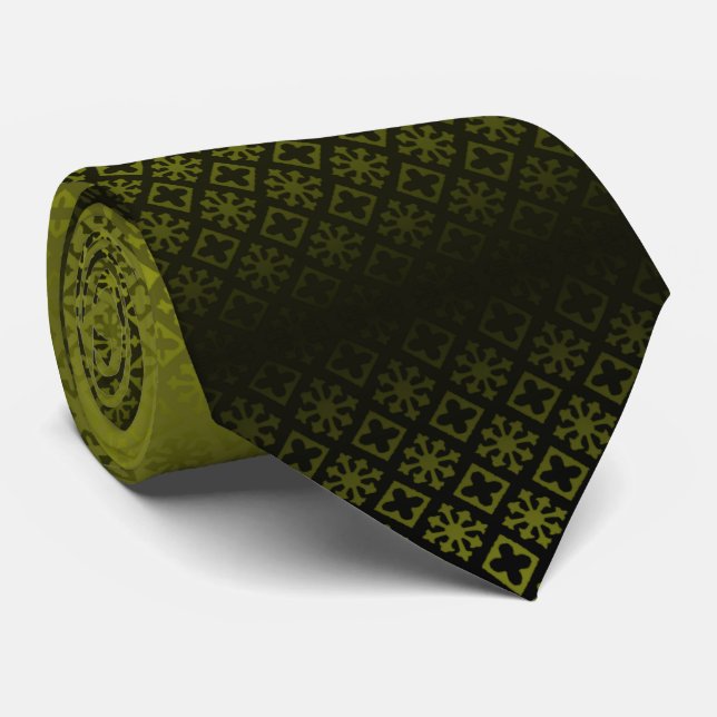 Corbata verde oliva con negro neck tie (Rolled)