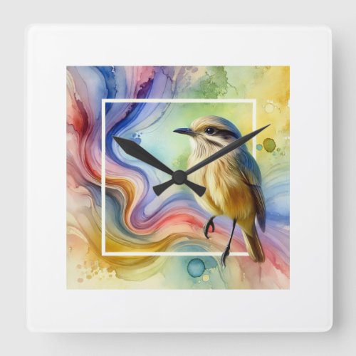 Corbatita Bird 210624AREF115 _ Watercolor Square Wall Clock