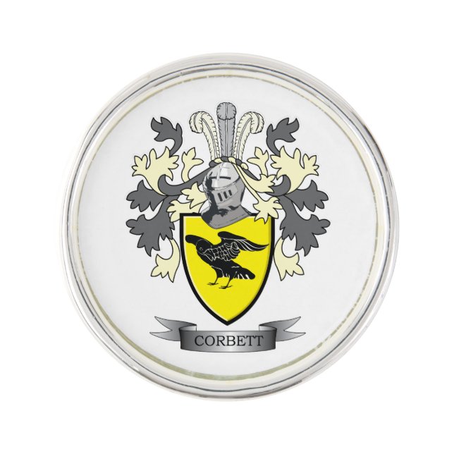 Corbett Family Crest Coat of Arms Pin (Front)