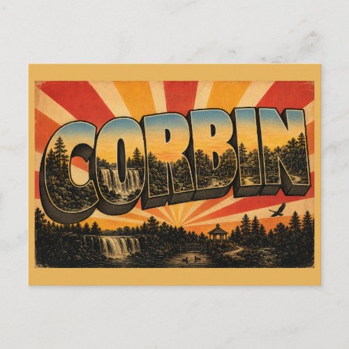 Corbin Kentucky Waterfall Forest Creek Trail Art Postcard
